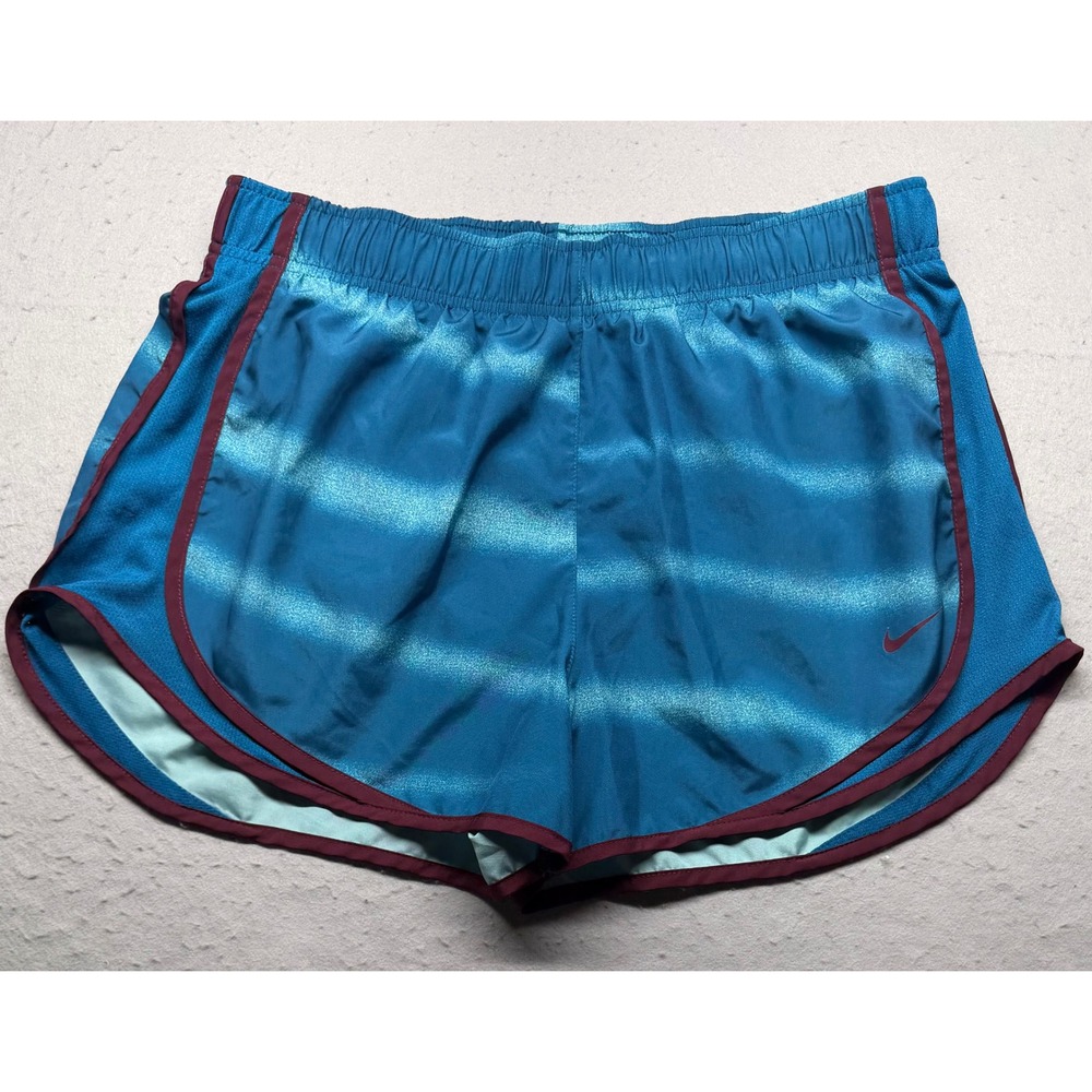 Nike Shorts Womens L Blue Tempo Dri-FIT Running Athletic Wave Pattern Burgundy